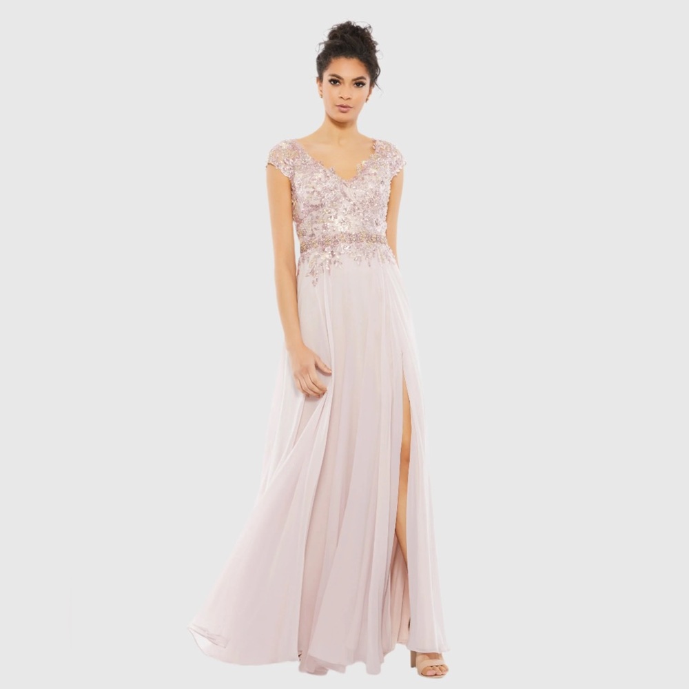 Mac Duggal Pink Embellished Maxi Dress